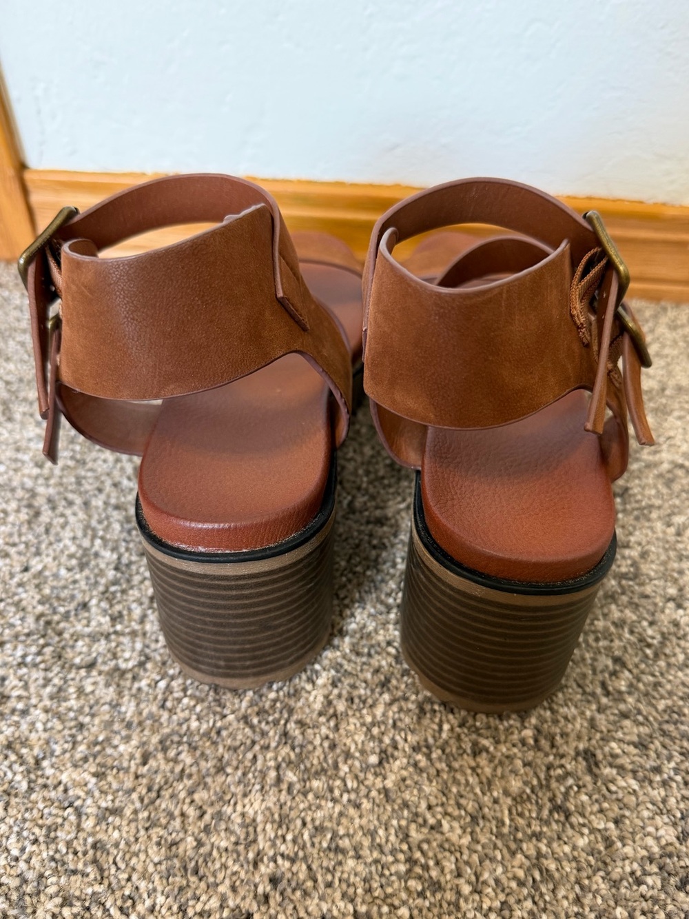 Brown Chunky Heel Sandals - Picture 4 of 6